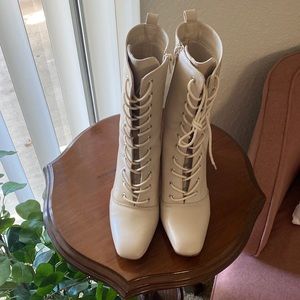 ASOS heeled boots in bone